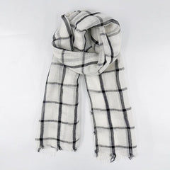 Plaid Linen Tassel Scarf Outdoor Sunscreen Head Wrap