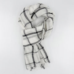Plaid Linen Tassel Scarf Outdoor Sunscreen Head Wrap