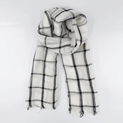 Plaid Linen Tassel Scarf Outdoor Sunscreen Head Wrap