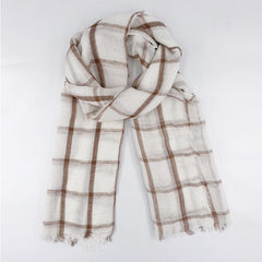 Plaid Linen Tassel Scarf Outdoor Sunscreen Head Wrap