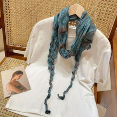 Distressed Tie Dye Neck Tie Scarf Vintage Rhombus Warm Shawl