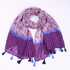 Paisley Print Tassel Scarf Classic Block Shawl Casual