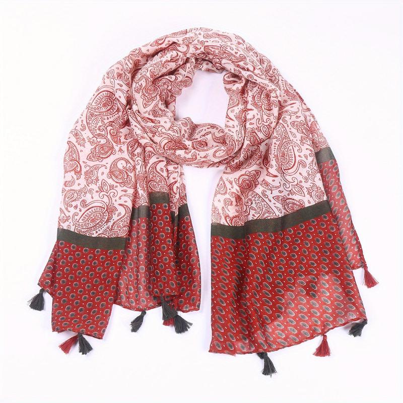 Paisley Print Tassel Scarf Classic Block Shawl Casual