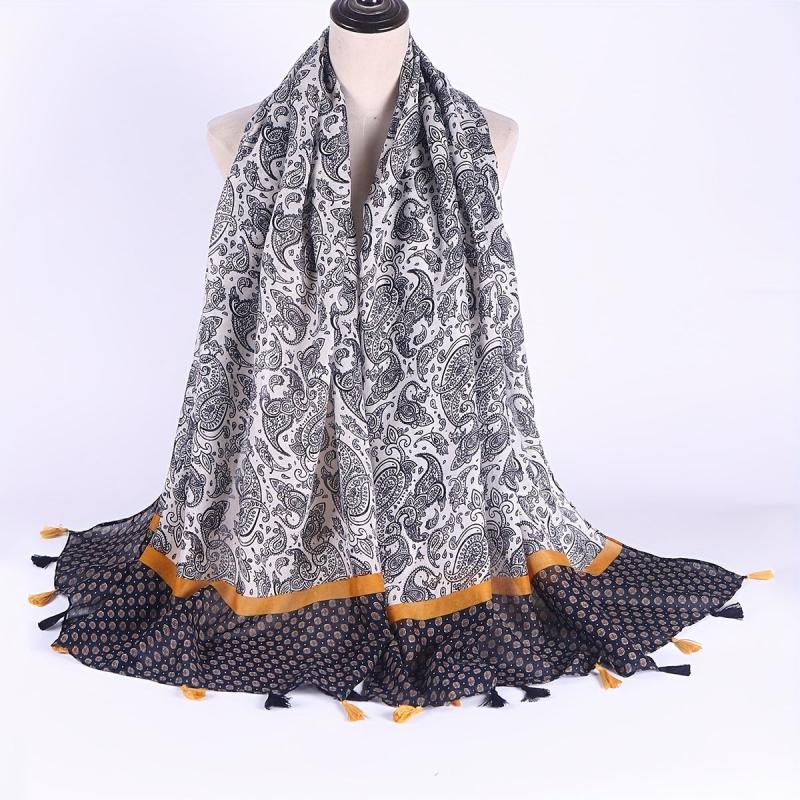 Paisley Print Tassel Scarf Classic Block Shawl Casual