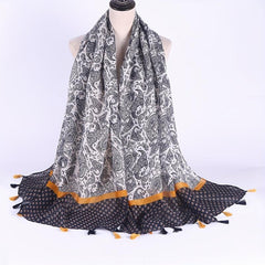 Paisley Print Tassel Scarf Classic Block Shawl Casual