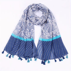 Paisley Print Tassel Scarf Classic Block Shawl Casual