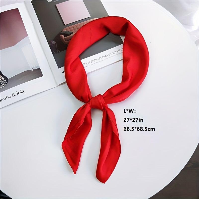 Red Bandana Satin Square Scarf Silk Shawl Casual Head Wraps