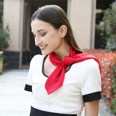 Red Bandana Satin Square Scarf Silk Shawl Casual Head Wraps
