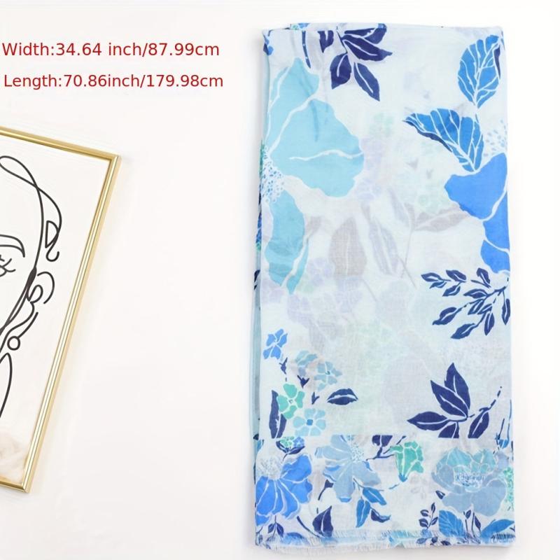 Boho Frayed Edge Flower Print Scarf