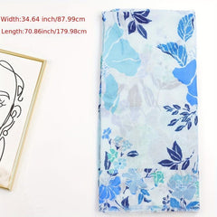 Boho Frayed Edge Flower Print Scarf