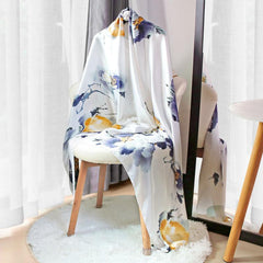 Flower Print Long Scarf Classic Shawl Hijab Women Head Wraps Silk