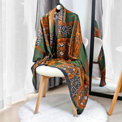 Flower Print Long Scarf Classic Shawl Hijab Women Head Wraps Silk