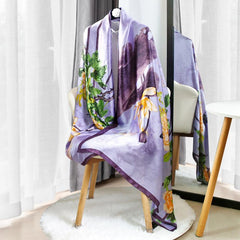 Flower Print Long Scarf Classic Shawl Hijab Women Head Wraps Silk