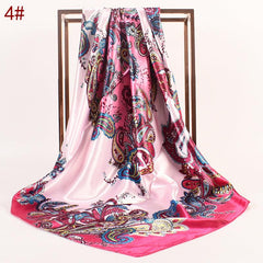 Leaf Pattern Silk Scarf Bandana Headband for Women
