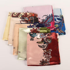 Leaf Pattern Silk Scarf Bandana Headband for Women