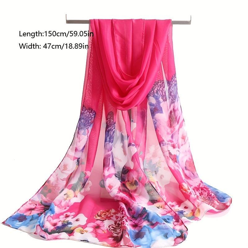 Butterfly Print Silk Scarf Vintage Tie Dye Flower Hijab