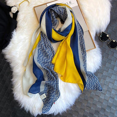 Women's Linen Scarf Lightweight Silk Neck Scarfs Vintage Hair Wrap