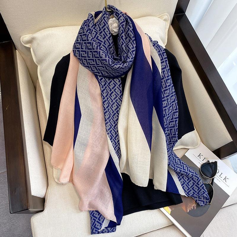 Women's Linen Scarf Lightweight Silk Neck Scarfs Vintage Hair Wrap