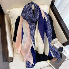 Women's Linen Scarf Lightweight Silk Neck Scarfs Vintage Hair Wrap
