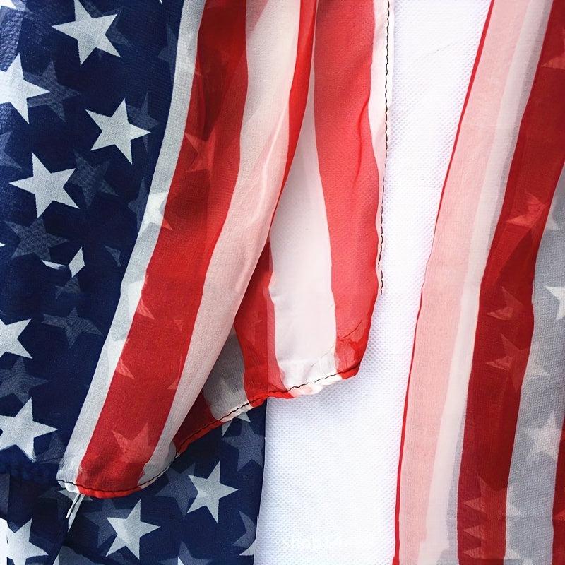 Flag Print Chiffon Scarf Classic Block Long Shawl Sunscreen Thin