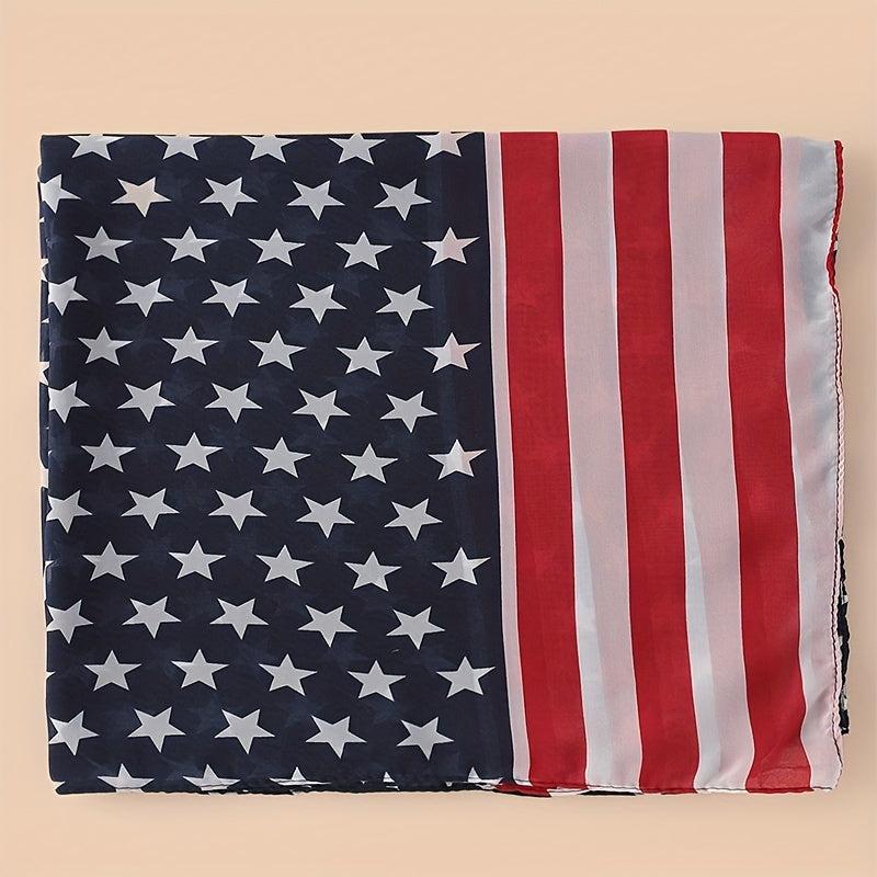 Flag Print Chiffon Scarf Classic Block Long Shawl Sunscreen Thin