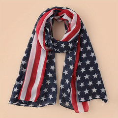 Flag Print Chiffon Scarf Classic Block Long Shawl Sunscreen Thin