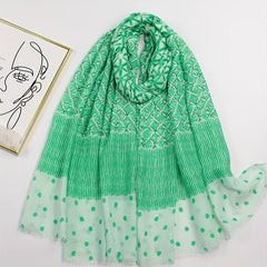 Geometric Dot Print Scarf Frayed Edge Block Shawl Casual Windproof