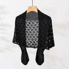 Solid Knitted Shawl Hollow Out Wraps Warm Cape Scarves
