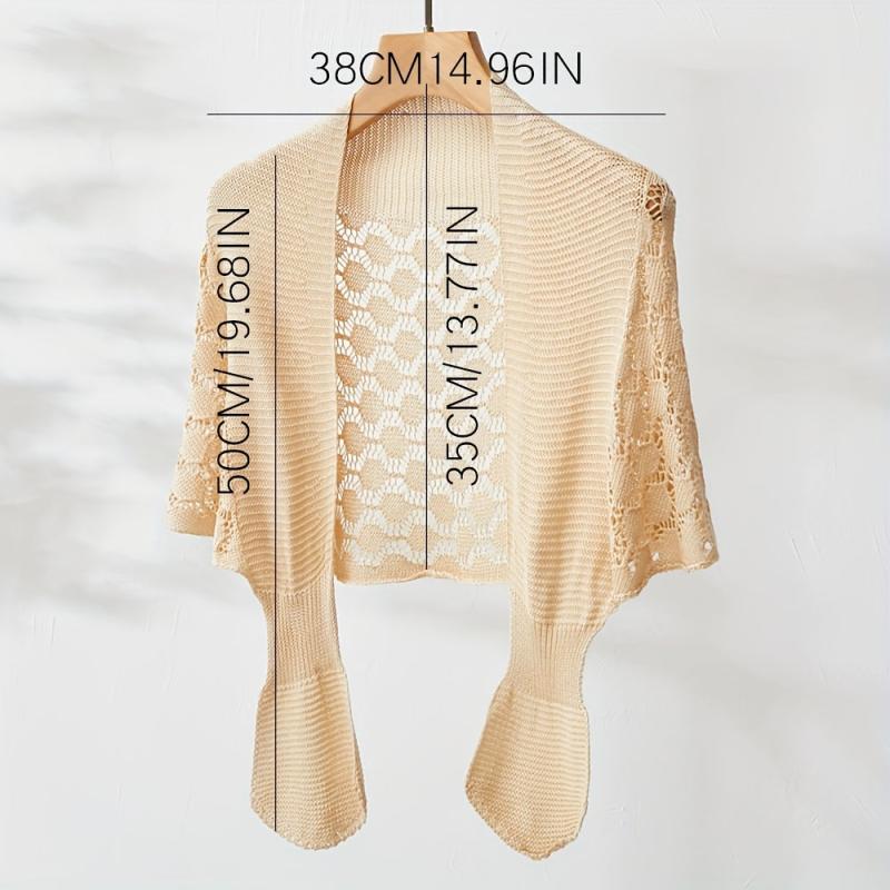 Solid Knitted Shawl Hollow Out Wraps Warm Cape Scarves