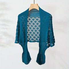 Solid Knitted Shawl Hollow Out Wraps Warm Cape Scarves
