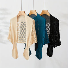 Solid Knitted Shawl Hollow Out Wraps Warm Cape Scarves