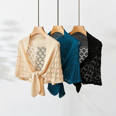 Solid Knitted Shawl Hollow Out Wraps Warm Cape Scarves