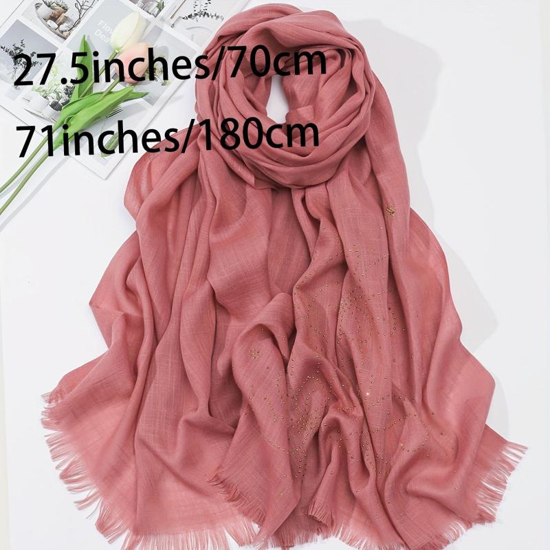 Solid Raw Trim Scarf Shawl Wrap Head Wrap For Daily Decoration
