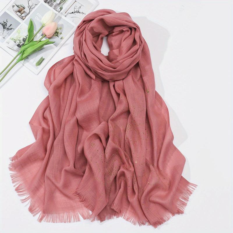 Solid Raw Trim Scarf Shawl Wrap Head Wrap For Daily Decoration
