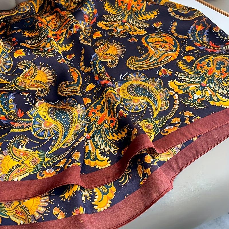 Vintage Paisley Print Scarf Classic Satin Warm Shawl Silk Scarves
