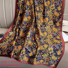 Vintage Paisley Print Scarf Classic Satin Warm Shawl Silk Scarves