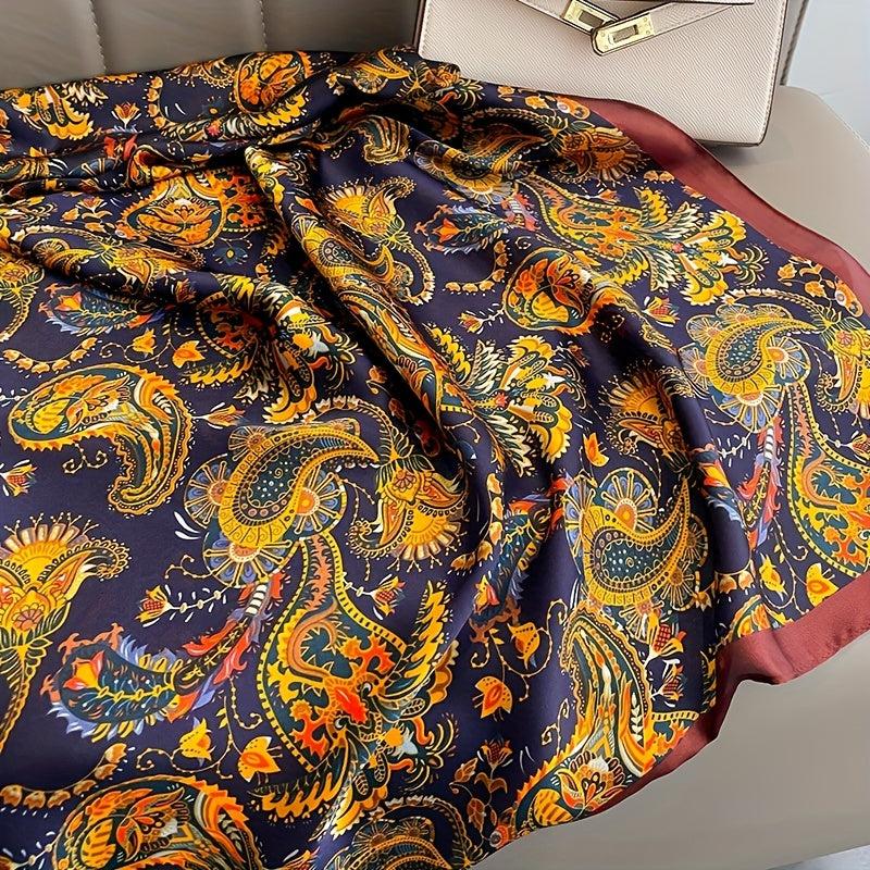 Vintage Paisley Print Scarf Classic Satin Warm Shawl Silk Scarves
