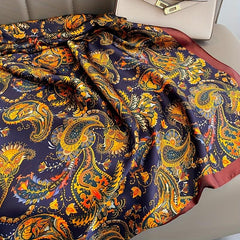 Vintage Paisley Print Scarf Classic Satin Warm Shawl Silk Scarves