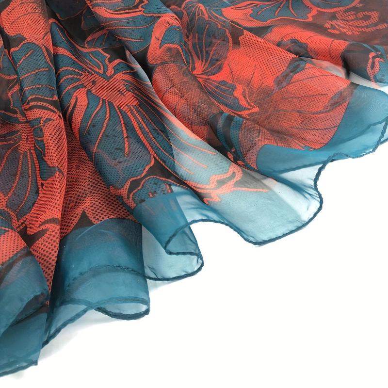 Floral Print Scarf Casual Shawl Wrap Allover Pattern Head Wrap for Daily