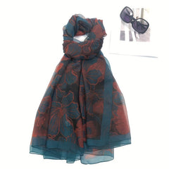 Floral Print Scarf Casual Shawl Wrap Allover Pattern Head Wrap for Daily