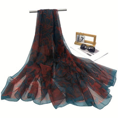 Floral Print Scarf Casual Shawl Wrap Allover Pattern Head Wrap for Daily
