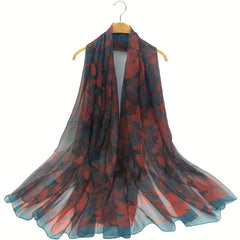Floral Print Scarf Casual Shawl Wrap Allover Pattern Head Wrap for Daily