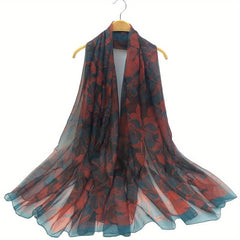 Floral Print Scarf Casual Shawl Wrap Allover Pattern Head Wrap for Daily