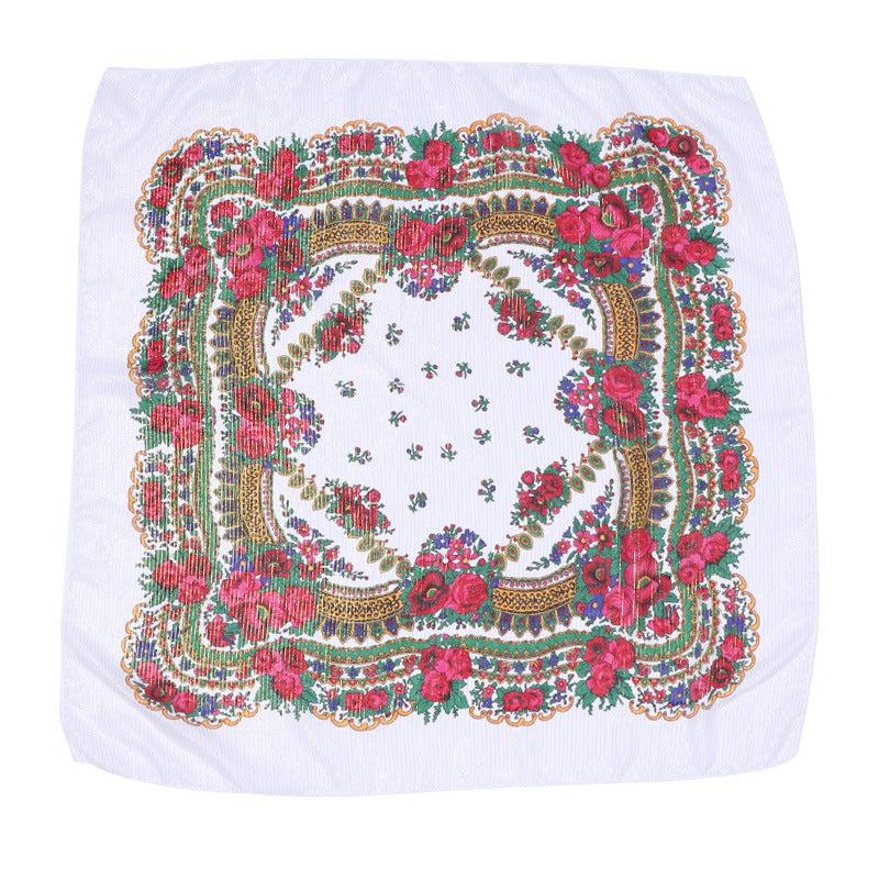 Boho Flower Print Bandana Square Scarf Vintage Shawl Head Wrap Turban