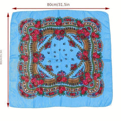 Boho Flower Print Bandana Square Scarf Vintage Shawl Head Wrap Turban