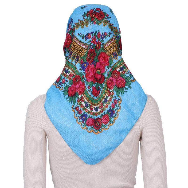 Boho Flower Print Bandana Square Scarf Vintage Shawl Head Wrap Turban