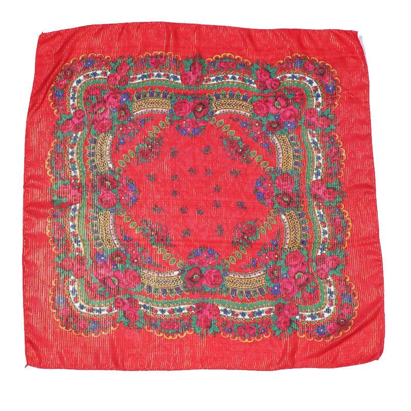 Boho Flower Print Bandana Square Scarf Vintage Shawl Head Wrap Turban