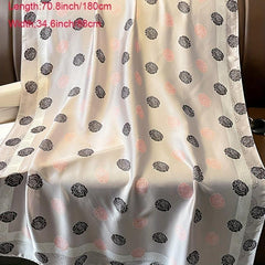 Camellia Print Thin Scarf Satin Shawl Classic Silk Head Wrap Sunscreen Travel
