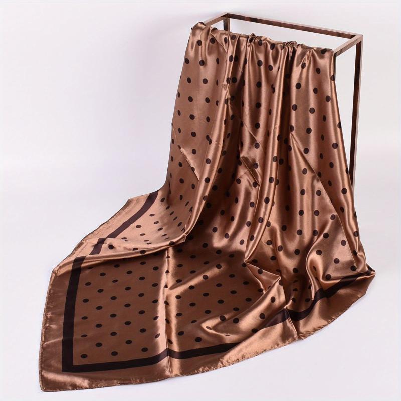 Polka Dot Print Square Scarf Satin Kerchief Large Shawl Silk Head Wrap