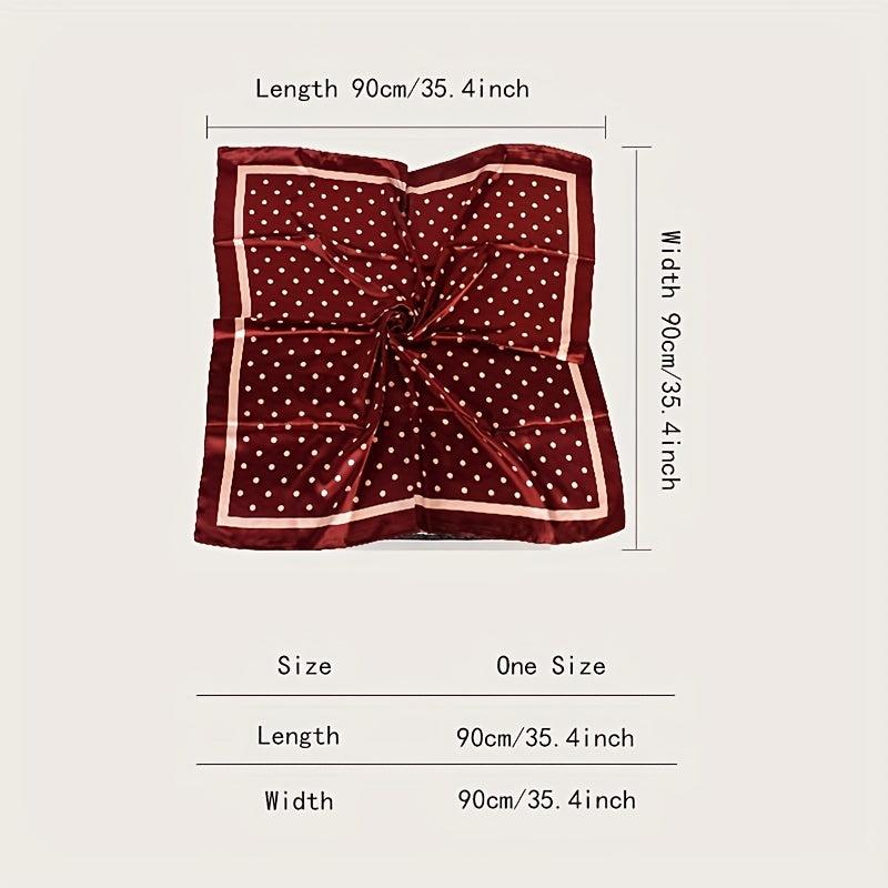 Polka Dot Print Square Scarf Satin Kerchief Large Shawl Silk Head Wrap